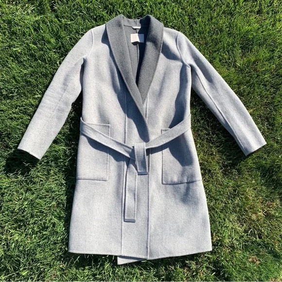 SOLD 💕 Soia & Kyo isadora grey lapel long belted wrap coat maxi duo tone 2 smal - Picture 2 of 9